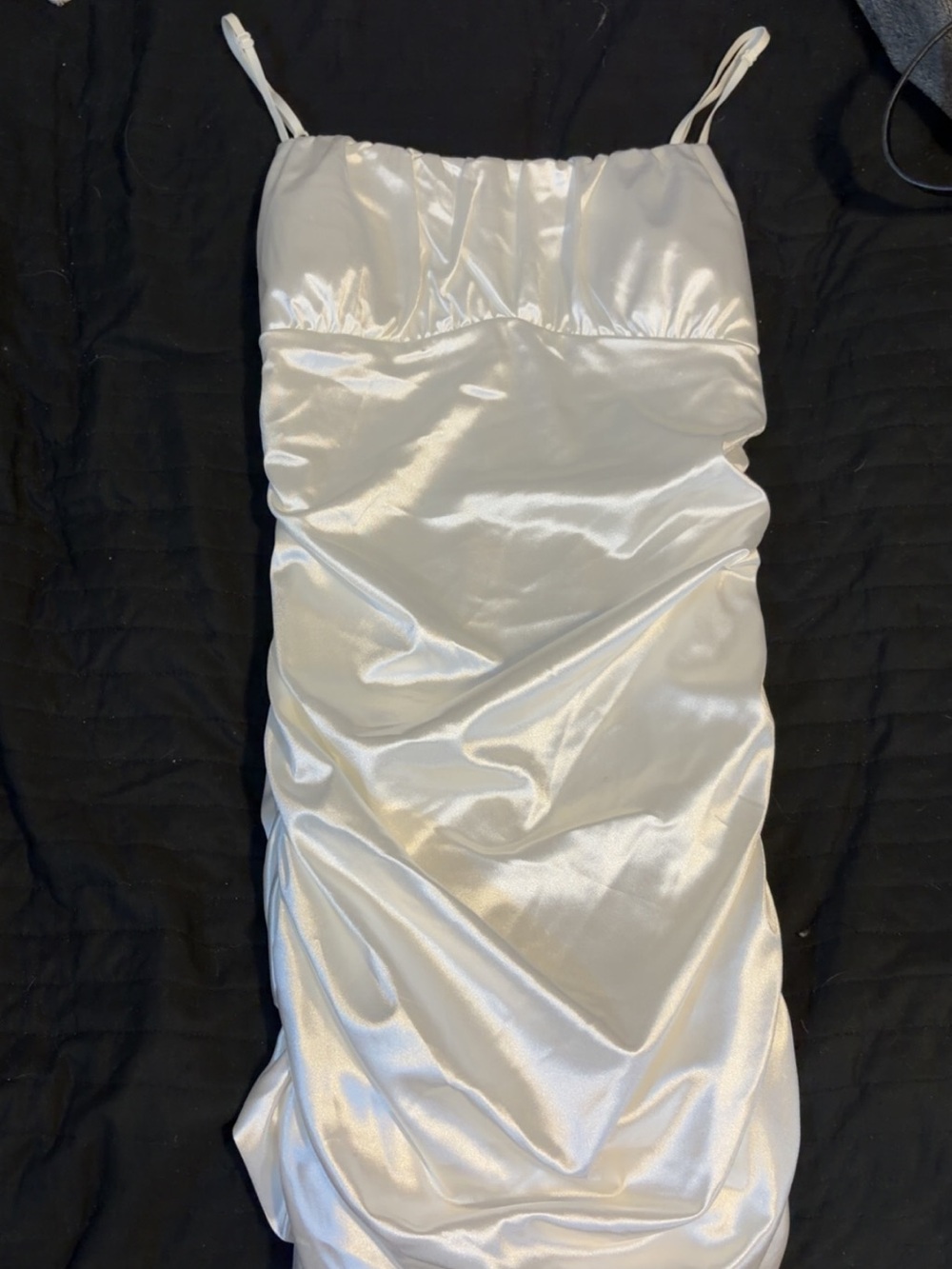 Emerald Sundae White Strapless Satin Dress